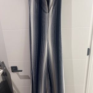 SAN JOY Navy and White Striped Jumpsuit